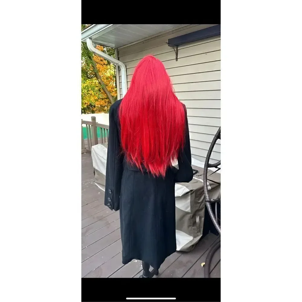 Beautiful red wig with bangs 22 inch synthetic heat resistant